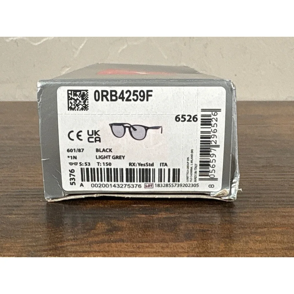 Ray-Ban RB4259-F Sunglasses Black Light Grey Lens 53mm Italy 601/87